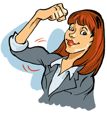 Illustration einer Frau die eine Hand zur Faust geballt nach oben hält